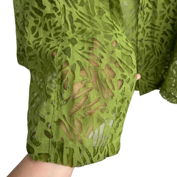 Junglecore sheer cutout shirt green artsy‎ statement layer size L - Picture 2 of 7